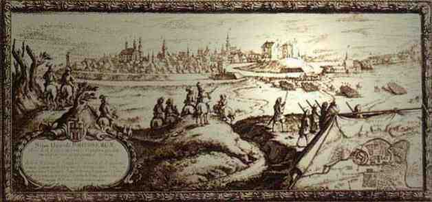 Widok Bydgoszczy z 1656r. Jest to miedzioryt autorstwa Erica Johnsona Dahlberga